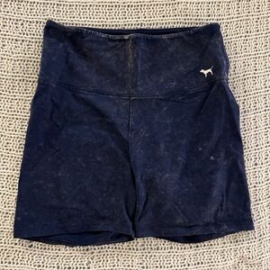 PINK Victoria's Secret Yoga Dark Blue Navy Tie Dye Gym Sport Bike Shorts Medium